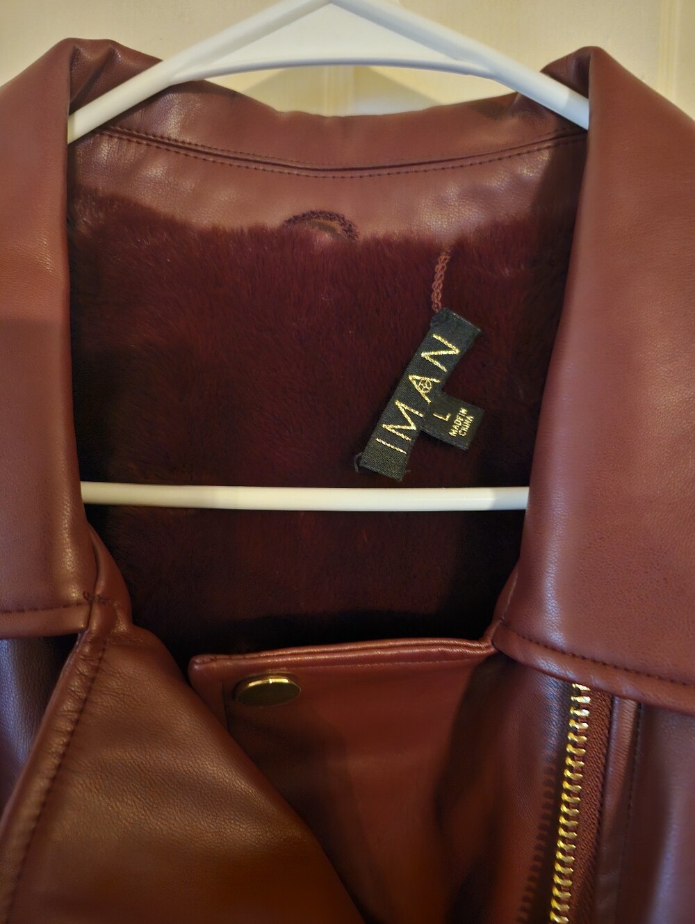 IMAN 's Womans Deep Burgundy Bomber Jacket